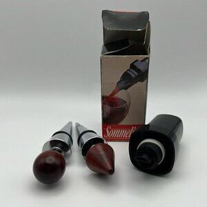 Wine Bottle Stoppers (2) and Server with Airtight Cap Bundle